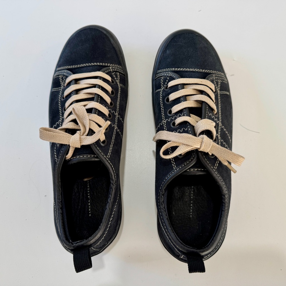 Banana Republic Navy Suede and Beige Boat Shoes